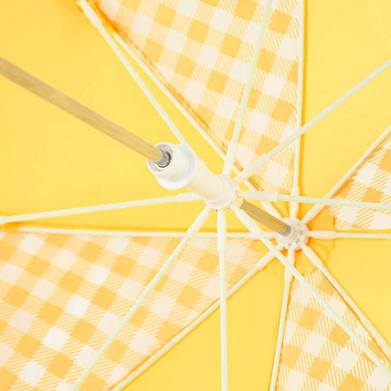 akachan honpo - 雨傘 圓弧狀傘珠-素面×格紋-黃色