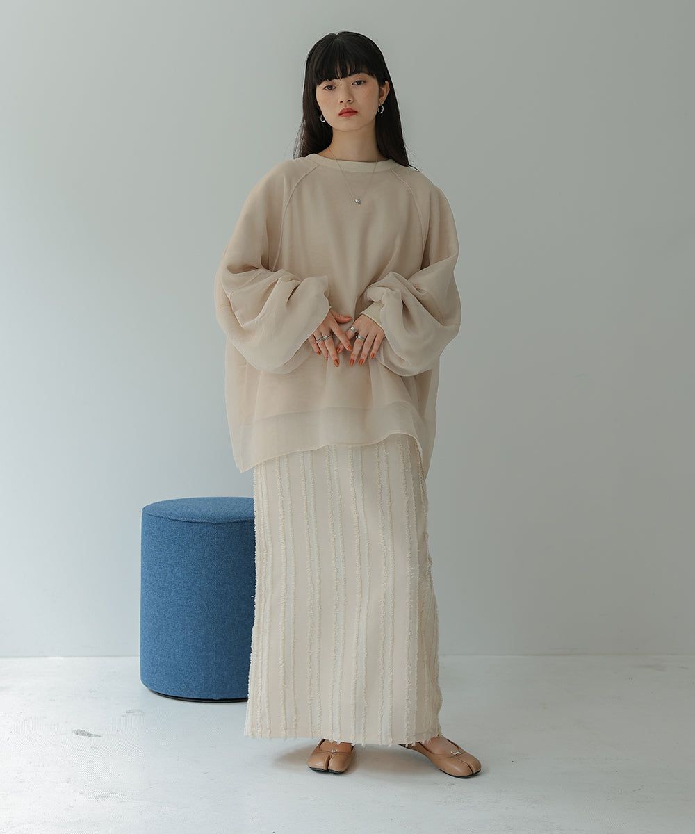 日本 Bab - [推薦]薄紗層次精緻女孩長袖上衣-淺卡其