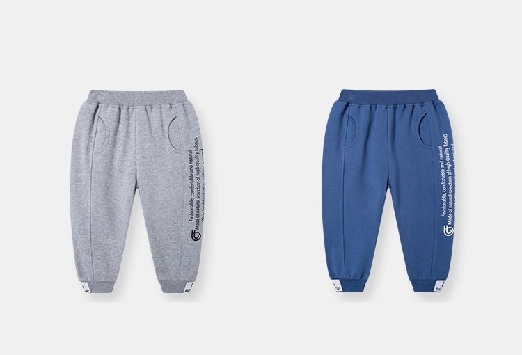 純棉休閒長褲-英文字母-黑色