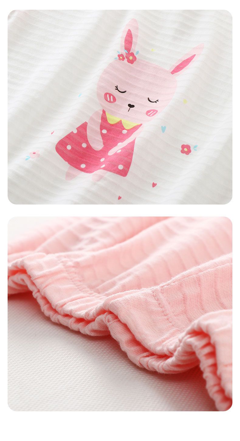 MAMDADKIDS - 竹節棉短袖套裝/家居服-害羞小兔-淡粉色