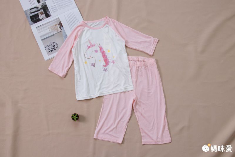 MAMDADKIDS - 莫代爾七分袖套裝/家居服-浪漫獨角獸-粉紅色