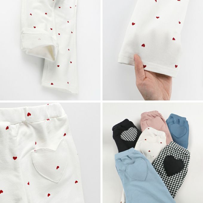 日本 BRANSHES - 俏麗心型口袋彈力長褲-細格紋-黑白