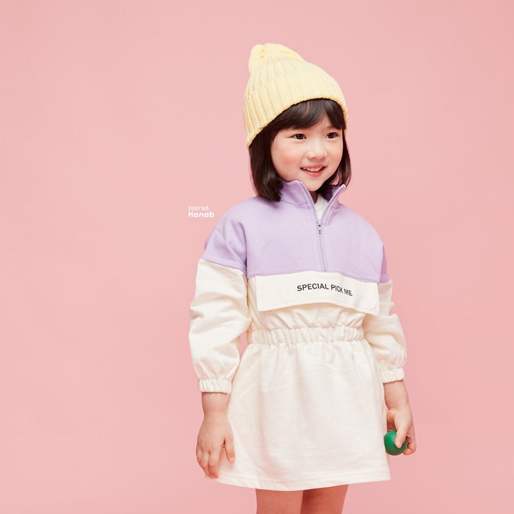韓國 Hanab - (春裝)紫白運動拉鍊套裝-裙裝