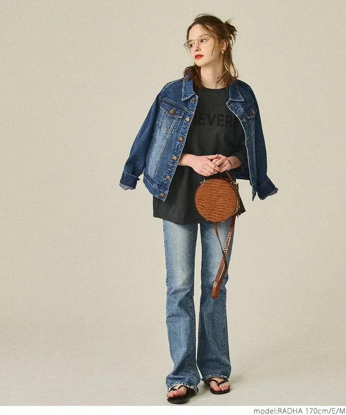 日本 COCA - 圓領印花長版薄長袖上衣-印花E款