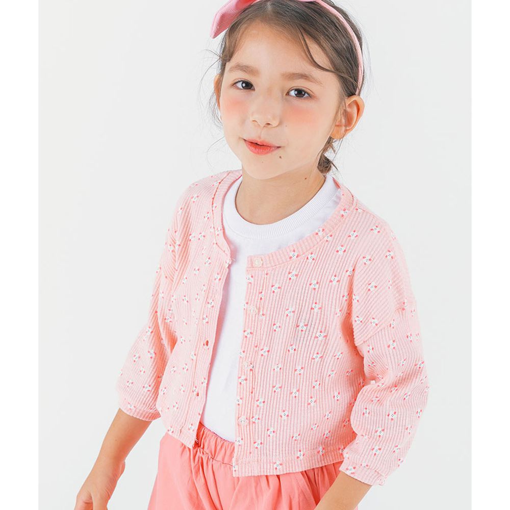 韓國 OZKIZ - 針織薄款短版小外套-粉紅