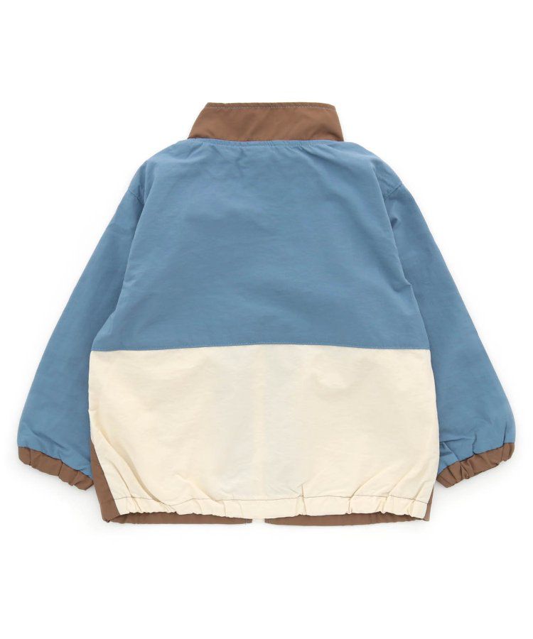 日本 apres les cours - 潑水加工 輕量印花風衣外套-撞色-藍棕系