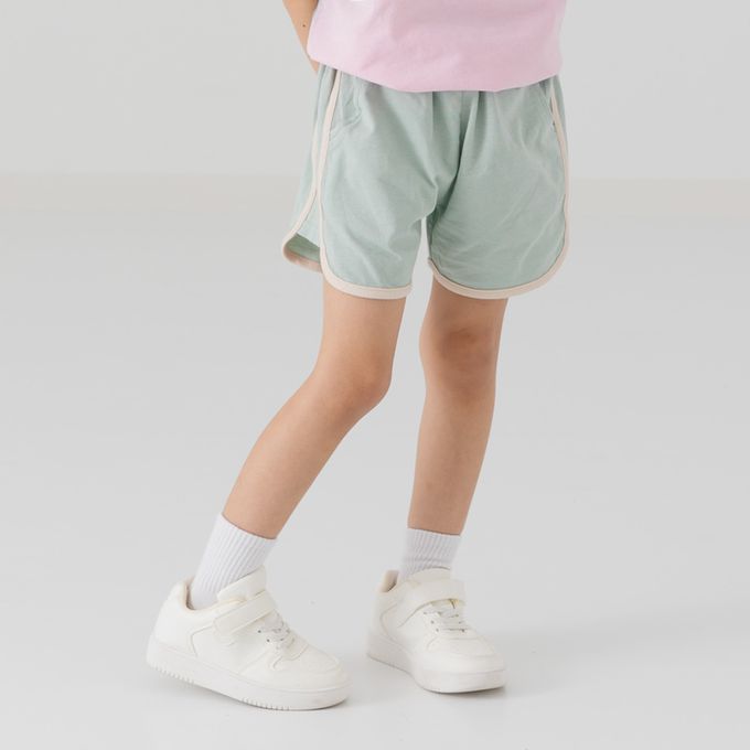 日本 Chil2 - 純棉運動風俏皮滾邊短褲-薄荷綠