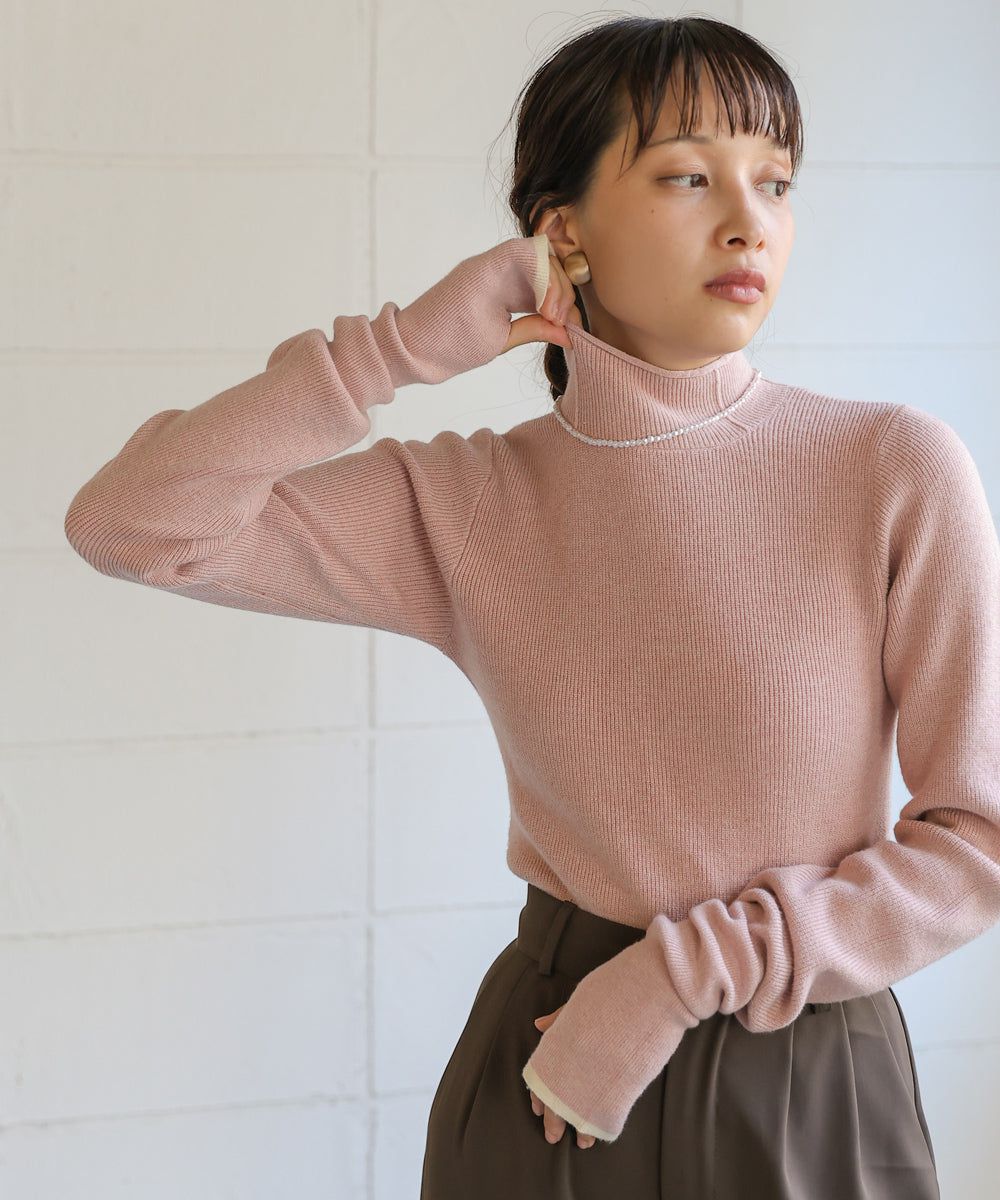 日本 Bab - 高級感小立領彈性針織上衣-象牙