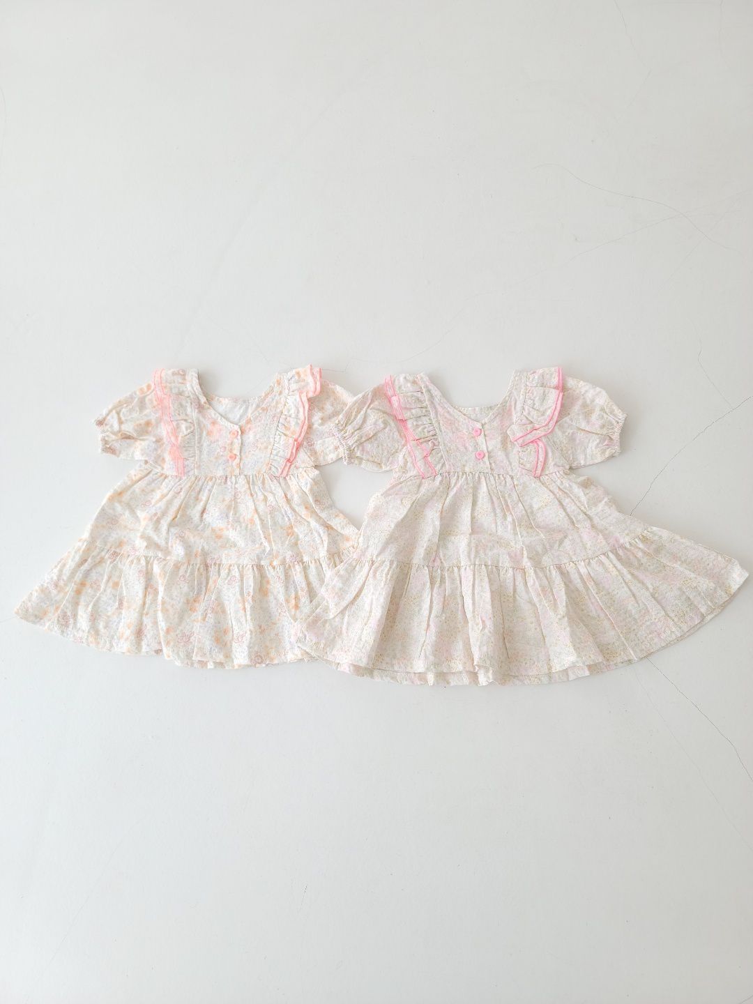 韓國 Mimico - 荷葉領唯美碎花洋裝-粉紅