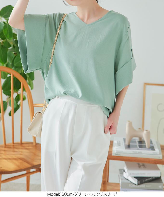 日本 Kobe Lettuce - 美型特色袖亞麻感上衣-白 (大寬袖)