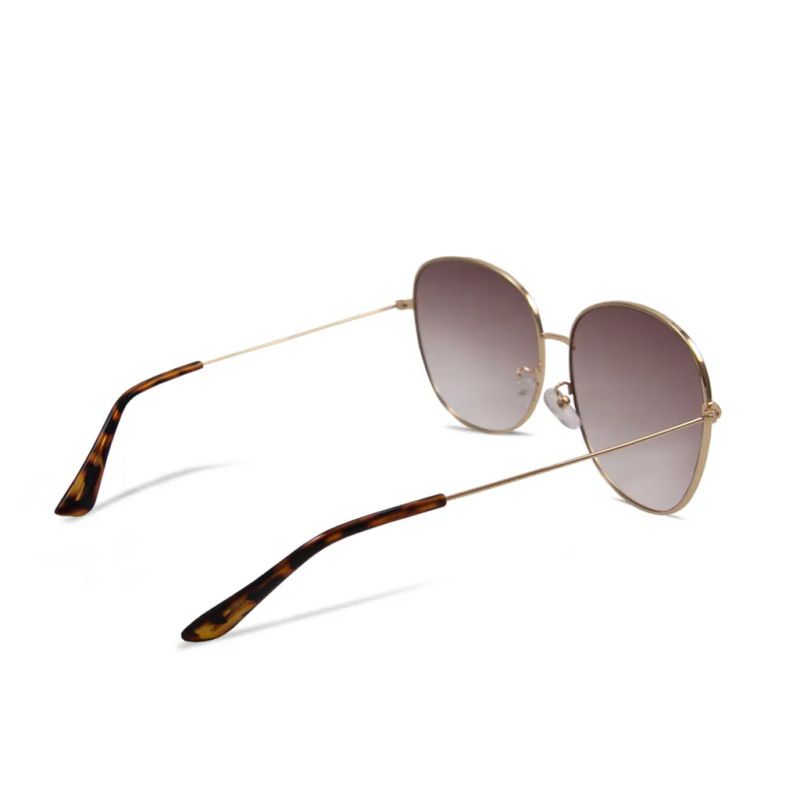 ALEGANT - 韓流復古典雅金邊榛果棕漸層女神款墨鏡│UV400太陽眼鏡