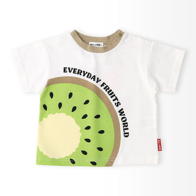 日本 ZOOLAND - 水果切片印花天竺棉短袖上衣-奇異果