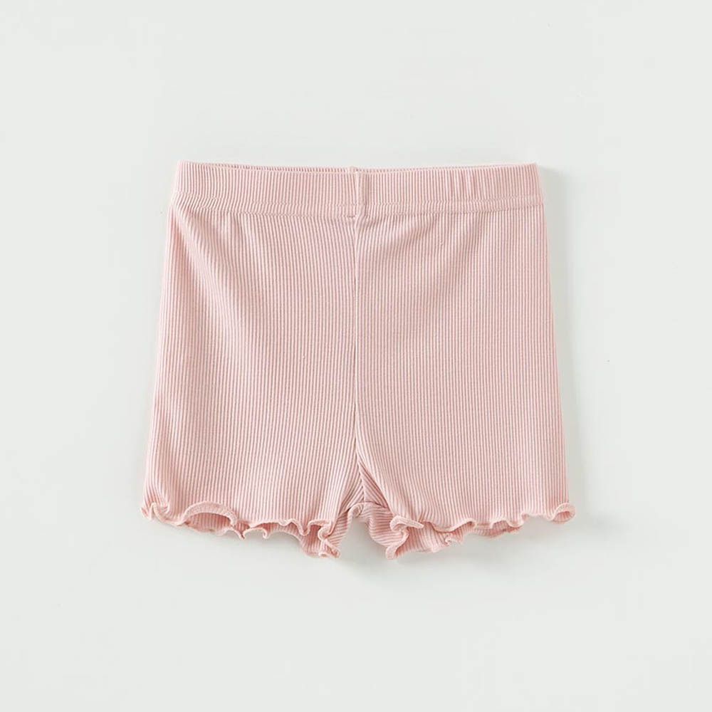 鬆緊腰彈性木耳邊安全褲/內搭褲-粉