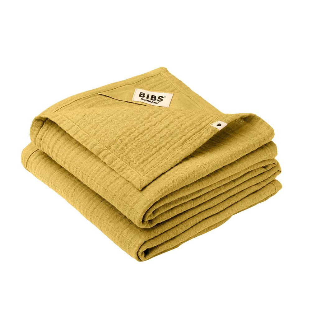 丹麥BIBS - Muslin Cloth有機棉紗布安撫巾-芥末黃-2入