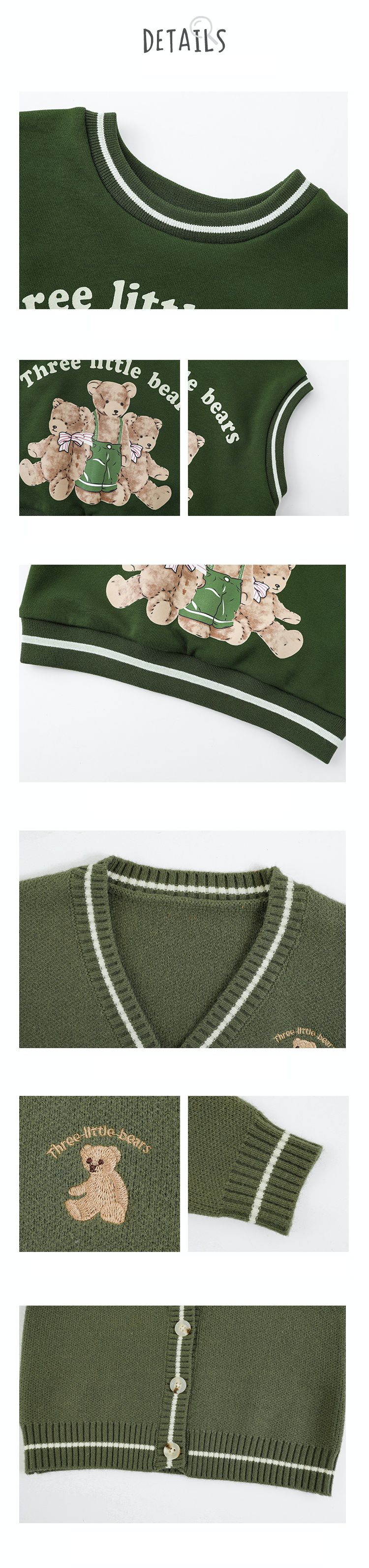 腰鬆緊五分百搭寬褲-熊熊-綠色