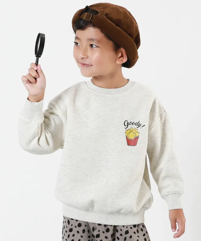 日本 devirock - 熱銷定番 裏起毛落肩大學長袖上衣-北歐圖騰-灰黑