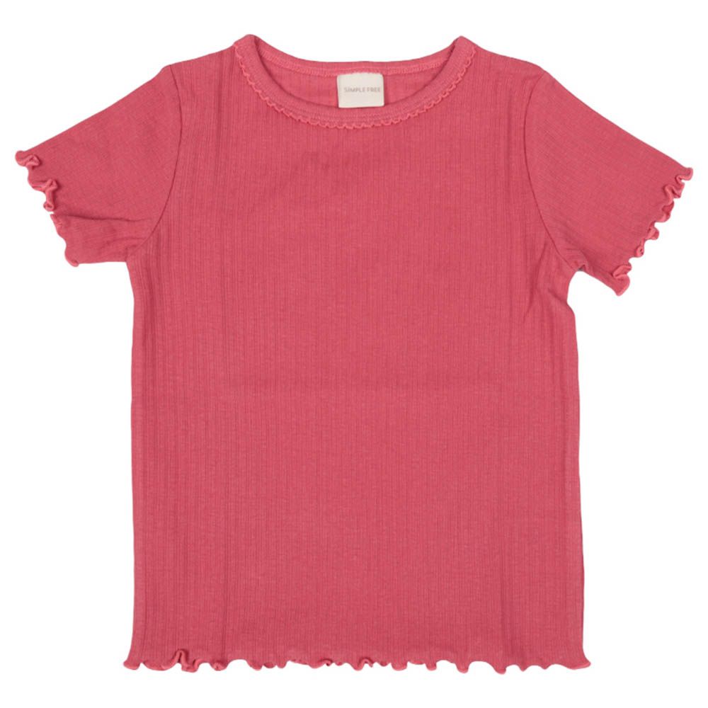 短袖經典T恤-羅紋抽針針織布-粉紅色