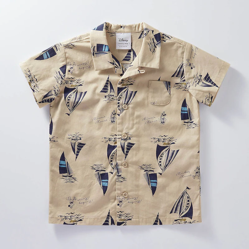 日本千趣會 - 迪士尼滿版印花短袖襯衫-帆船米奇米妮-杏