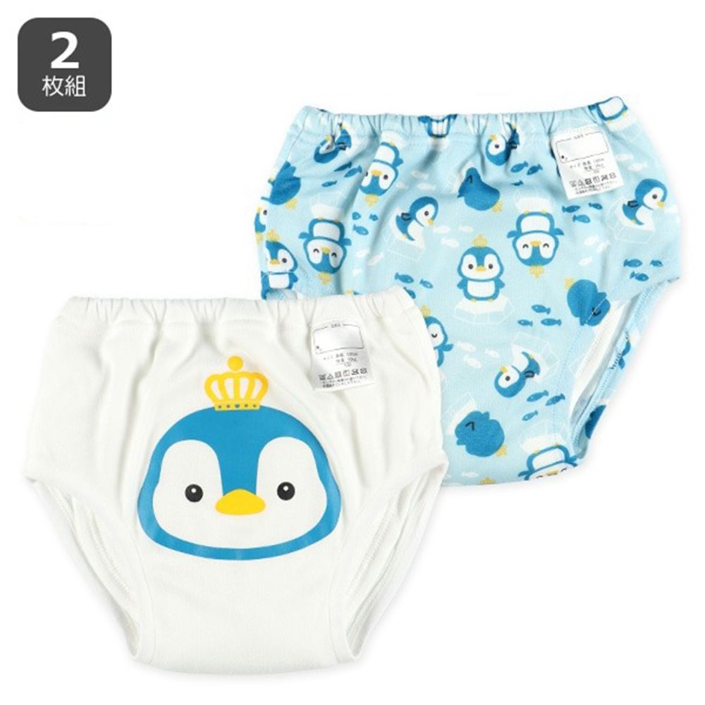 六層分離式學習褲(2件組)-皇冠企鵝-藍白系