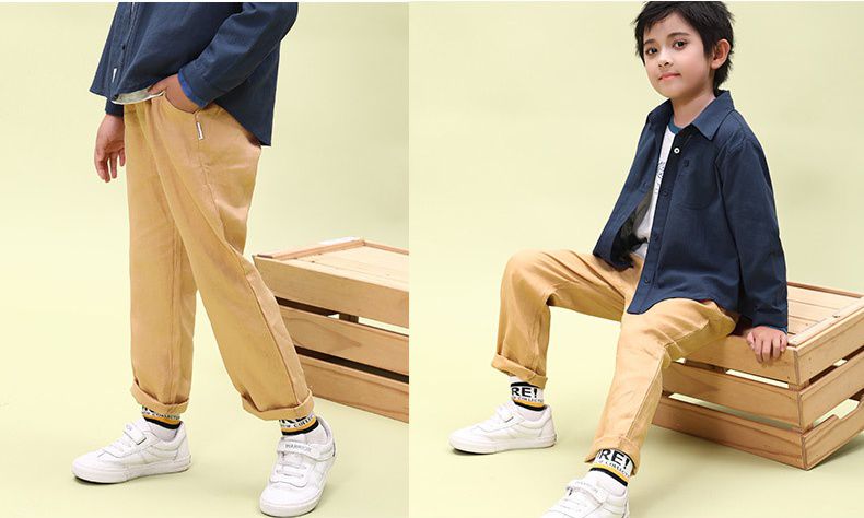 Minizone - 亞麻寬鬆長褲-藏藍色