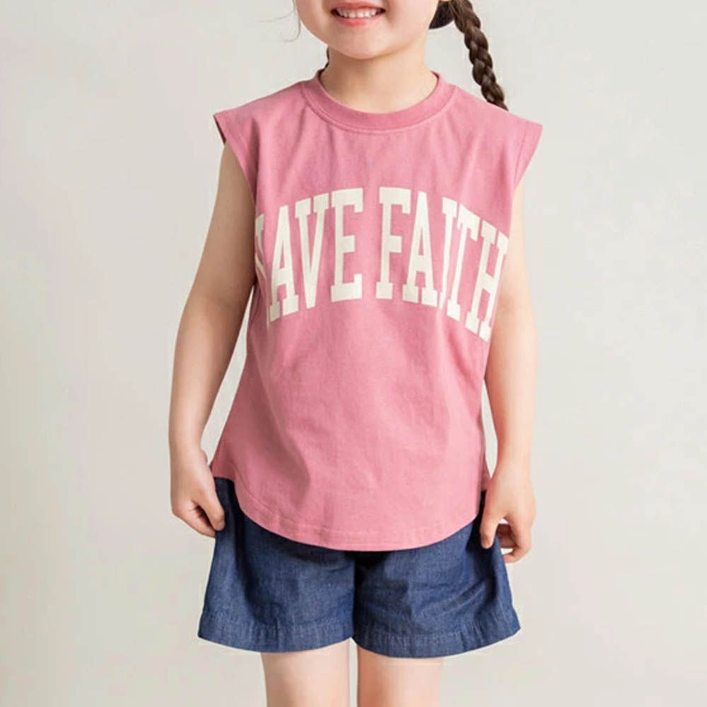 簡約英文標語無袖上衣-玫瑰粉