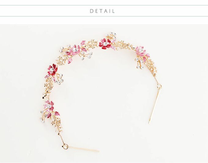 日本 Catherine Cottage - 細緻水鑽感花仙子造型髮箍-粉紅