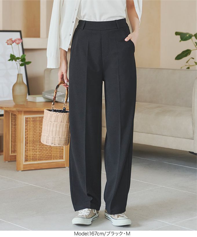 日本 Kobe Lettuce - 美腳中線！不易皺喬其紗寬版長褲-粉紅