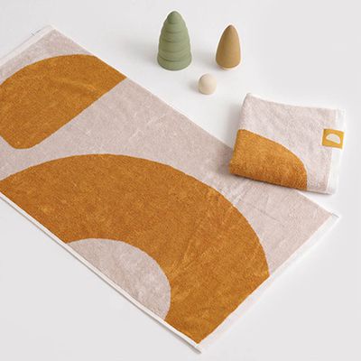 韓國 Bamboo bebe - 超柔軟毛圈竹纖維吸水多用途大毛巾-幾何太陽-焦糖 (45x90cm)