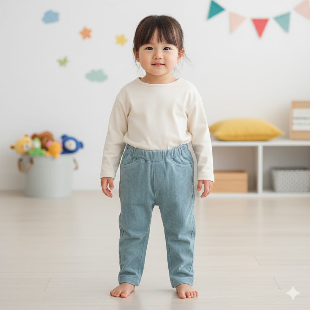 10分經典褲 燈心絨-藍色