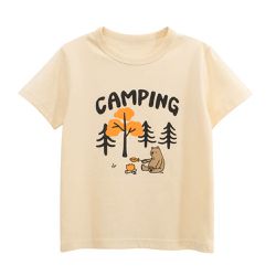 27KIDS - 純棉短袖上衣-CAMPING-米杏