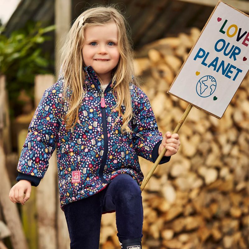 英國 JoJo Maman BeBe - 雙面防風/防潑水連帽保暖外套-刺蝟花園