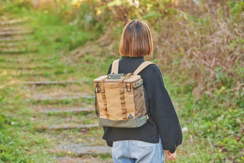 日本 Seto Craft - 露營風 方形保溫保冷提袋/後背包(附隔層*2)-黑 (L(30x12x30cm))-10L