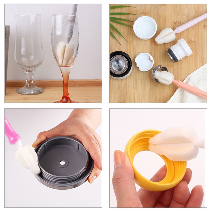 正韓 hibee - 極細緻奶嘴/奶瓶/杯蓋螺旋/各種細縫 海綿隙縫刷 (5入組)-HFB001