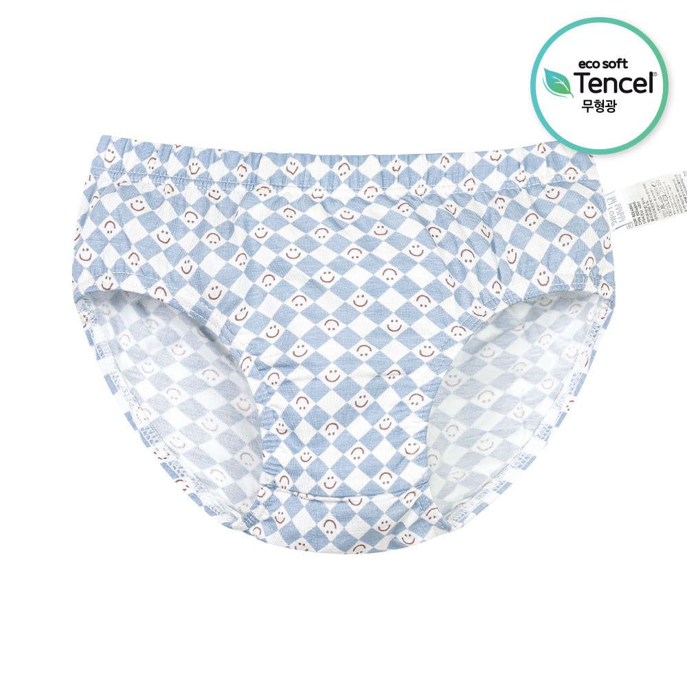 天絲纖維透氣三角褲(男寶)-笑臉棋牌格-藍