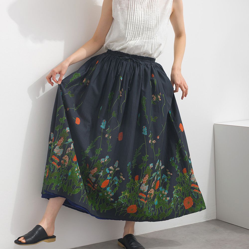 熱銷再販 2way雙面穿印度棉典雅長裙-深灰x海軍藍