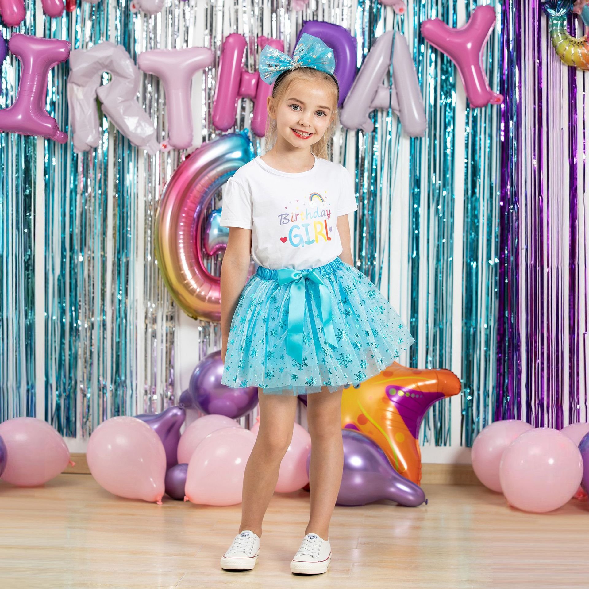 TUTUDRESS - 兒童網紗澎澎裙/片片裙+髮夾-亮片夢幻款-粉色-萬聖節裝扮