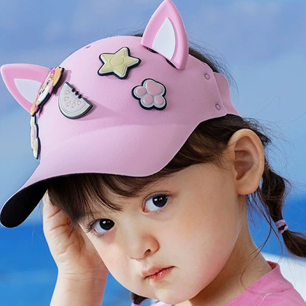 UPF50+立體造型遮陽帽-卡通人物天天-玫粉 (52-58cm)