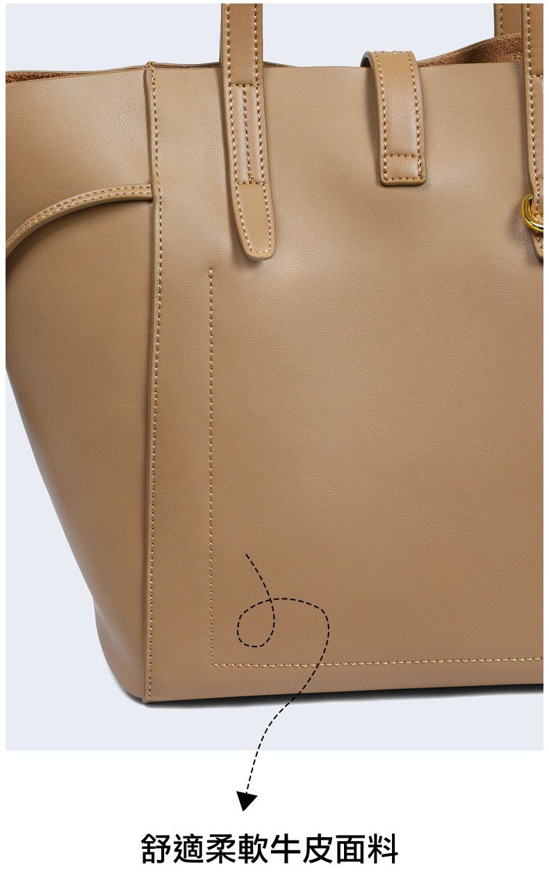 真皮大容量托特/水桶包-黑色 (23x27x13.5cm)