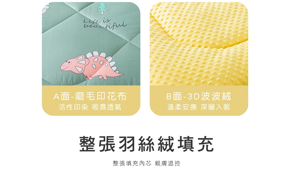 MIGRATORY 媚格德莉 - 3D安撫波波絨可水洗抑菌涼被/四季蓋被-萌萌恐龍 (150x186cm)