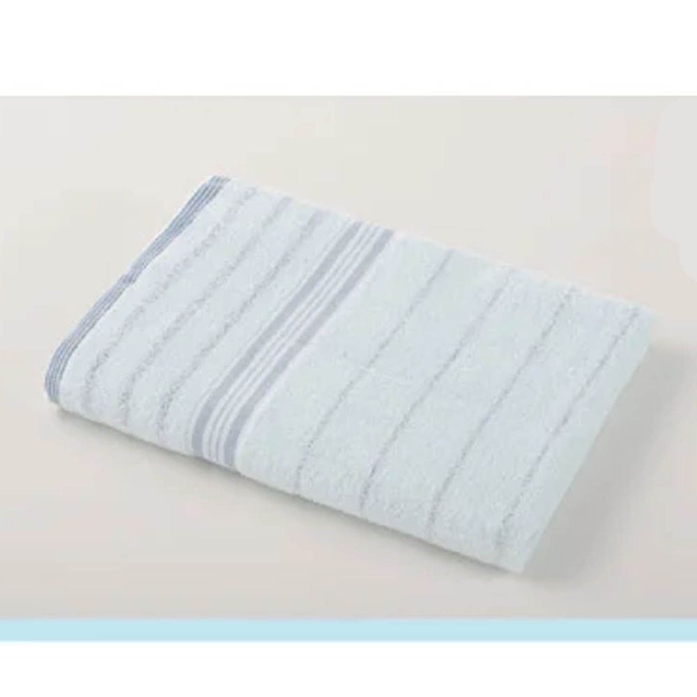 貝柔 Peilou - 高級純棉大浴巾-條紋系列-粉藍 (60x137cm)-2入組