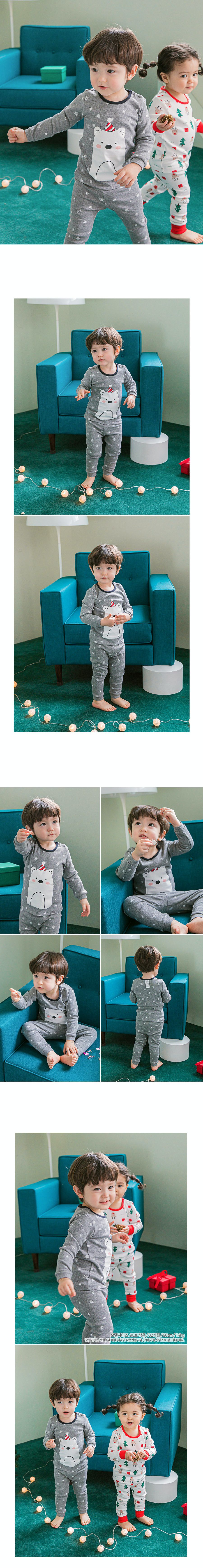 韓國 Cordi-i - 20支無螢光棉長袖家居服-雪花北極熊