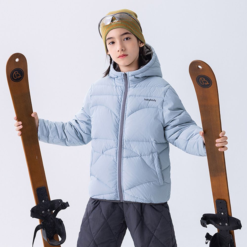 4級防水90%羽絨輕暖連帽外套-藍色