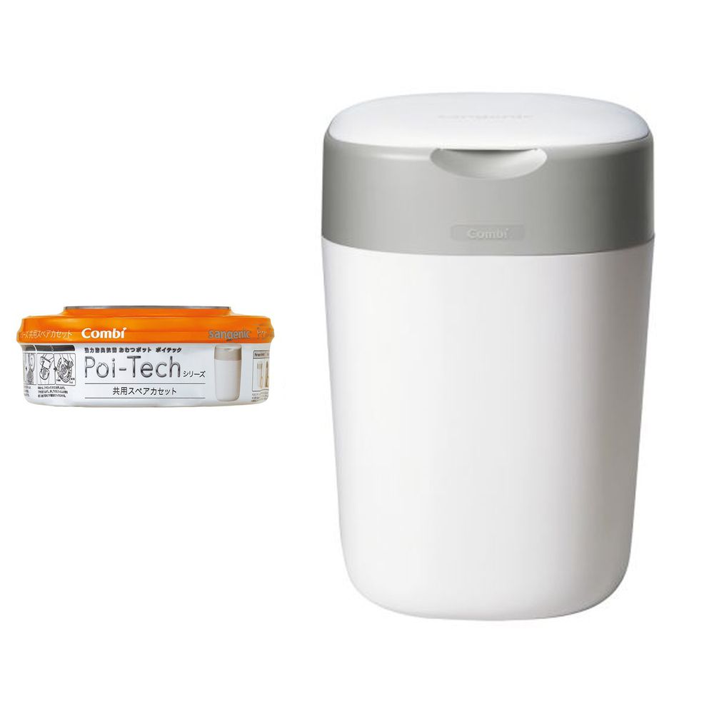 日本 Combi - Poi-Tech Advance 尿布處理器+膠捲1入-棉花白
