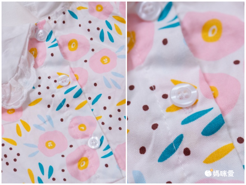 復古娃娃領純棉連身短袖洋裝-藍色花朵