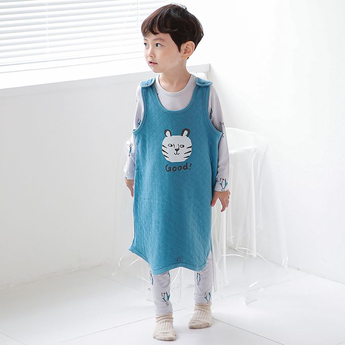 正韓 Cogibu - 極舒適無螢光劑 100% 有機棉幼兒/兒童鋪棉保暖防踢背心-小虎棒