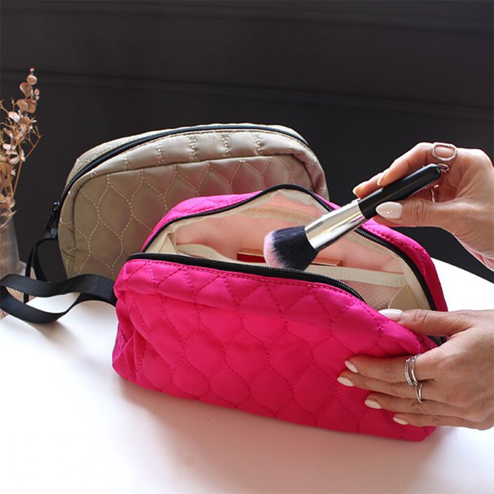 大容量防潑水超強收納化妝包(可吊掛)-桃紅 (26.5x10cm)