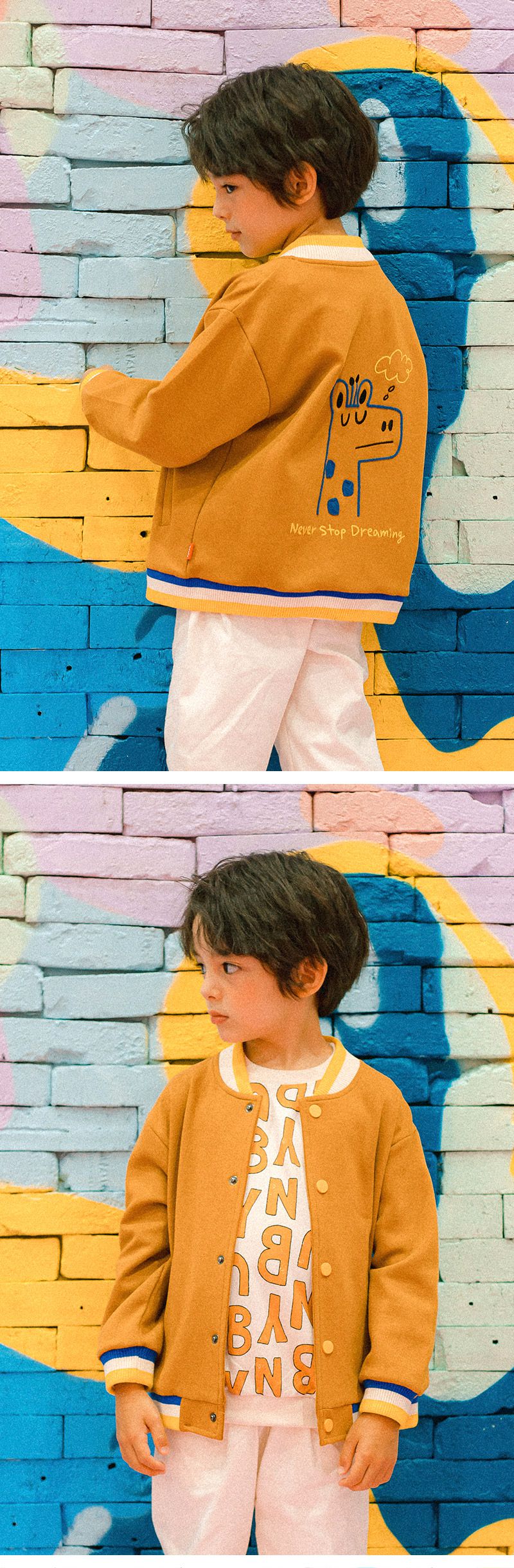 韓國 OZKIZ - 長頸鹿插畫單排釦外套