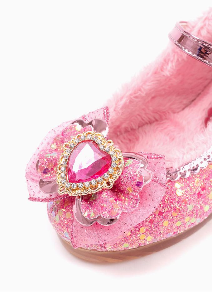 韓國 OZKIZ - (LED)愛心鑽亮片刷毛矮跟皮鞋-紫