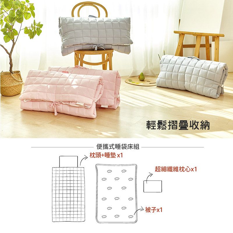 正韓Hello HiZoo - 純手工製莫代爾防蟎抗菌彩虹兒童睡袋(枕頭+睡墊+被子)-天使粉