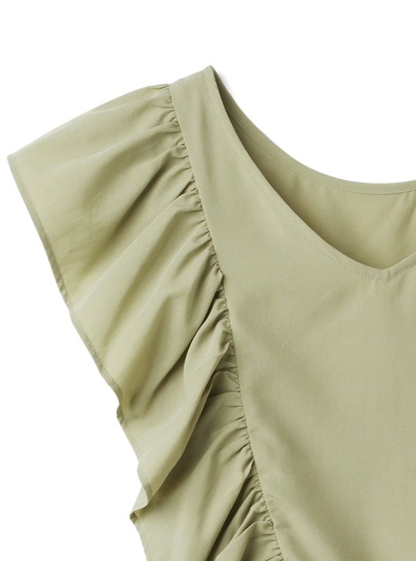 日本 GRL - 立體V型大荷葉邊無袖上衣-星塵藍